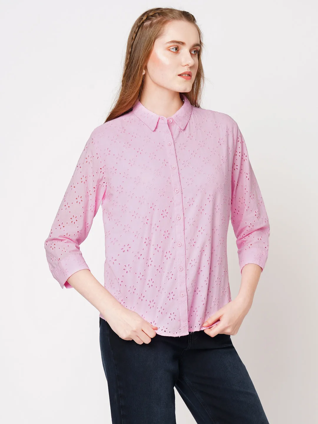 Women Schiffli Casual Shirt