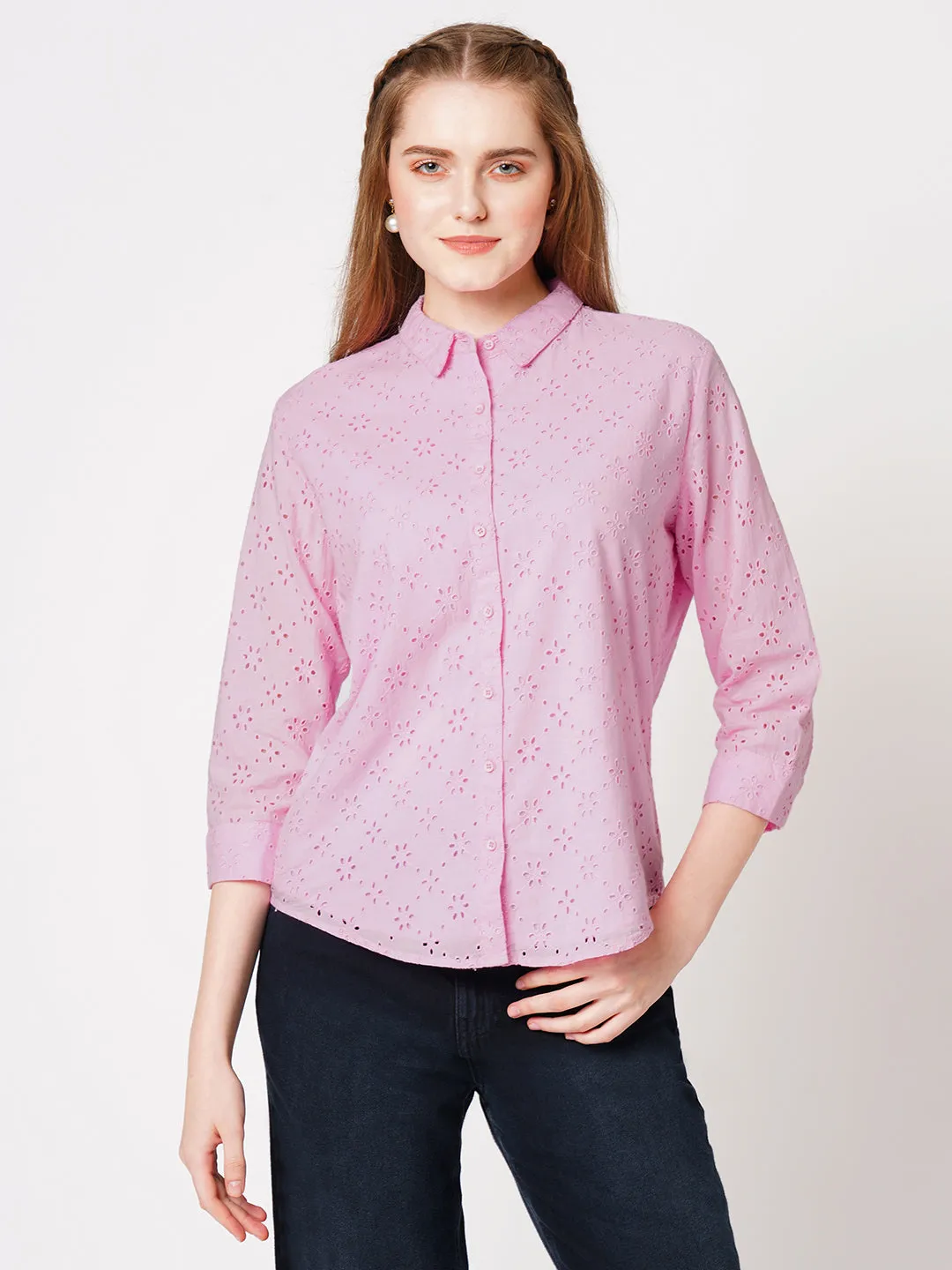 Women Schiffli Casual Shirt