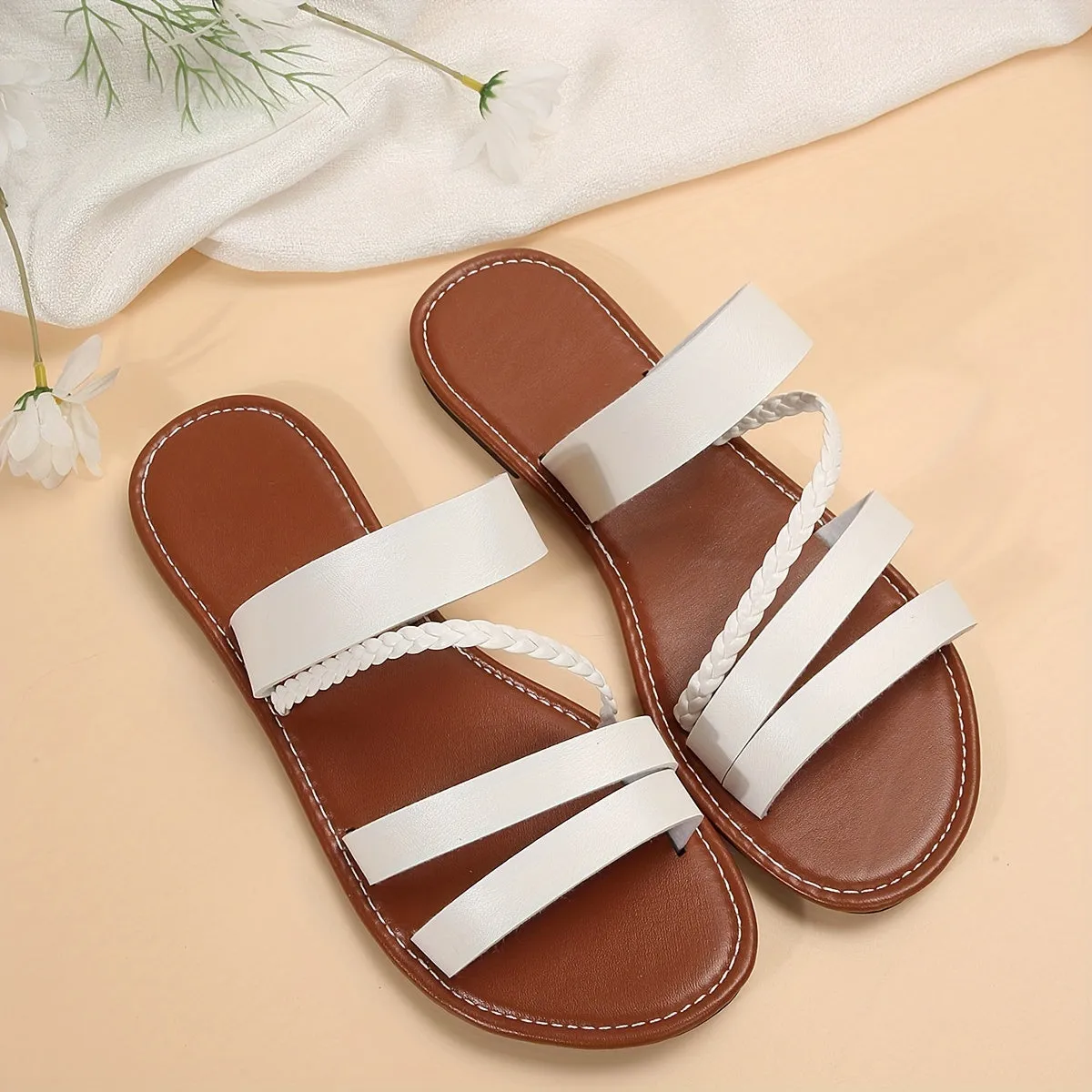 Women's Casual Flat Slides |  Open Toe Slip On Shoes