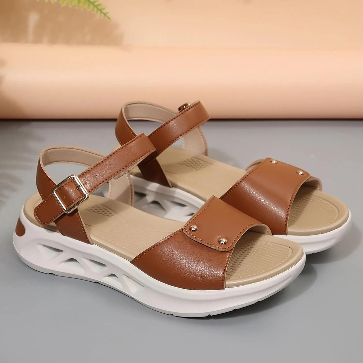 Womens Comfortable Walking Sandal with Adjustable Hook and Loop Strap Travel Summer Beach Outdoor Water Shoes