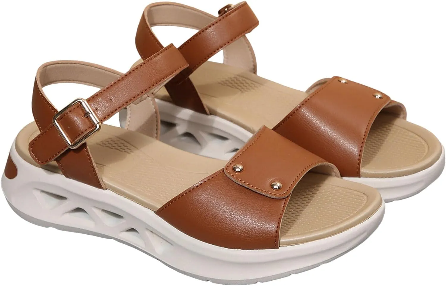 Womens Comfortable Walking Sandal with Adjustable Hook and Loop Strap Travel Summer Beach Outdoor Water Shoes
