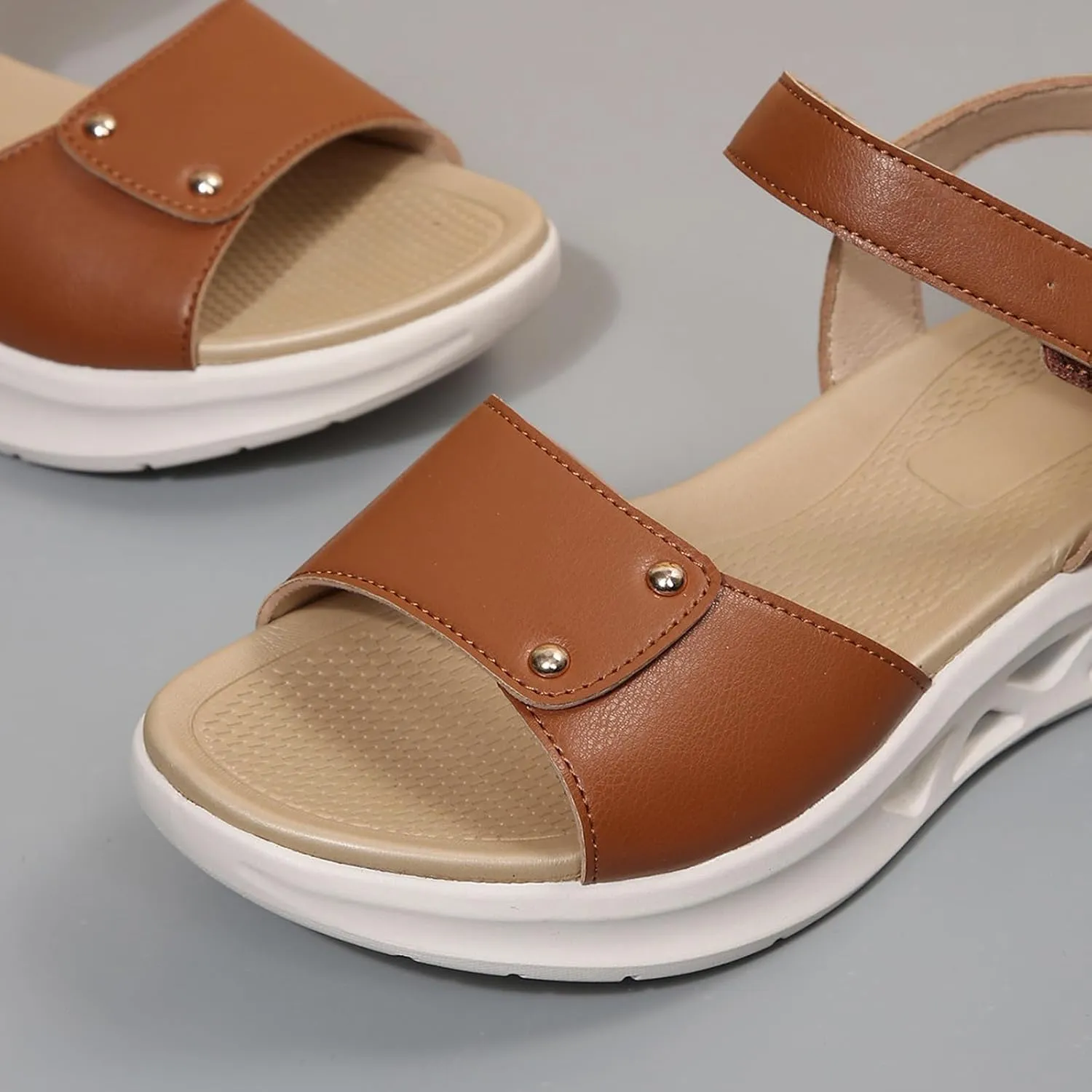 Womens Comfortable Walking Sandal with Adjustable Hook and Loop Strap Travel Summer Beach Outdoor Water Shoes