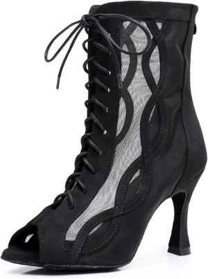 Womens Girls Ballroom Shoes Latin Tango Dancing Heels Sexy Open Toe Party Evening Ankle Sandal Boots X3231