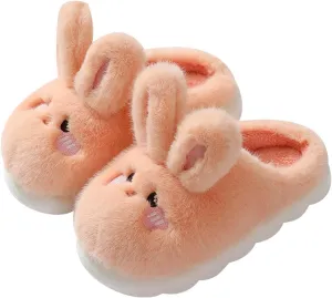 Women's Long Plush Flat Bottom Slippers Ladies Cute Bunny Memory Foam Faux Furry Liner Slipper