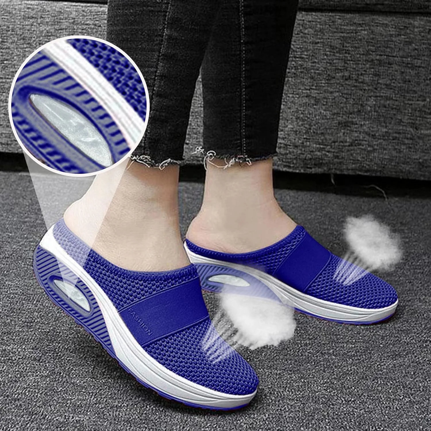 Womens Summer Breathable Mesh Slippers Lightweight Slip On Clog with Arch Support Soft Cushion Nursing Shoes