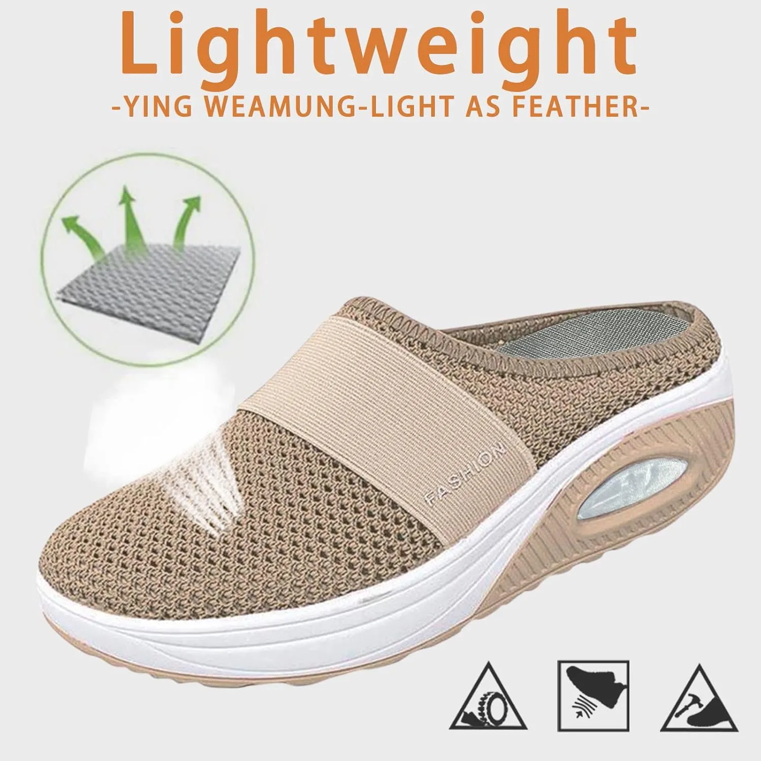 Womens Summer Breathable Mesh Slippers Lightweight Slip On Clog with Arch Support Soft Cushion Nursing Shoes