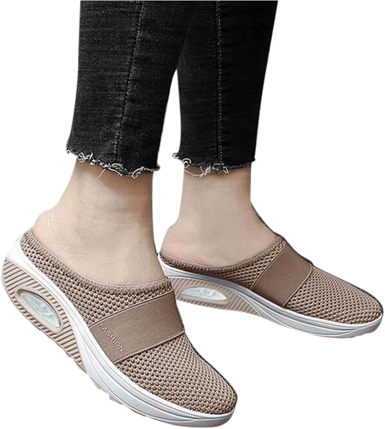 Womens Summer Breathable Mesh Slippers Lightweight Slip On Clog with Arch Support Soft Cushion Nursing Shoes