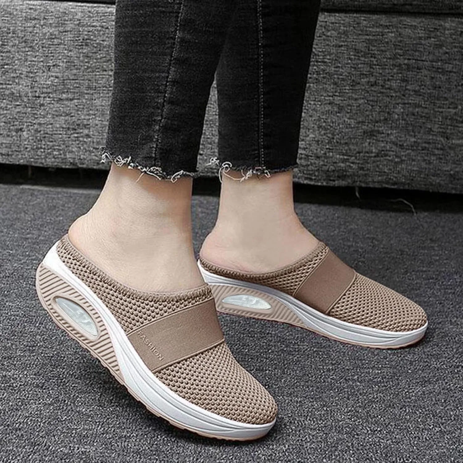 Womens Summer Breathable Mesh Slippers Lightweight Slip On Clog with Arch Support Soft Cushion Nursing Shoes