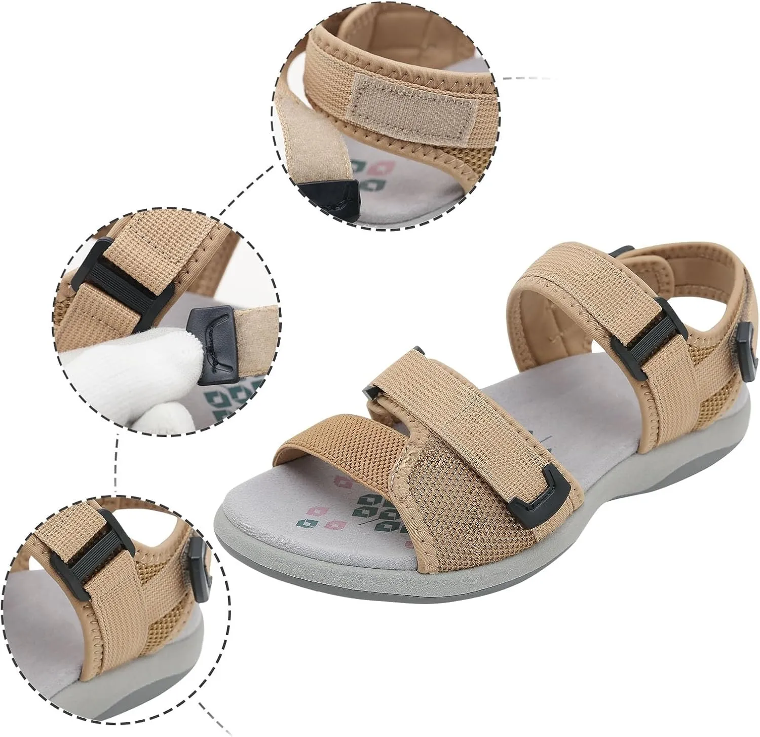 Women's Summer Fashion Open Toe Solid Color Adjustable Elastic Sports Sandals Breathable Non Slip Outdoor Beach Sandals