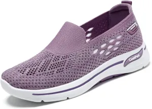 Womens Summer Shoes Woven Orthopedic Breathable Soft Sole Shoes Anti-Skid Sports Shoe Slip On Diabetic Foam Sneakers Mesh Up Sneaker for Arch Support