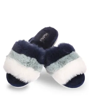 Women's Tonal Stripe Hard Bottom Plush Slippers