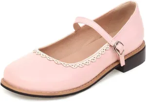 Women's Vintage Mary Jane Flats Round Toe Leather Buckle Strap School Uniform Girls Oxford Dress Shoes
