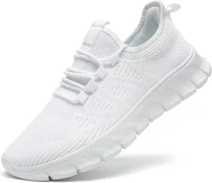 Womens Workout Gym Shoe Running Shoes Walking Tennis Shoes Athletic Sport Non Slip Casual Fashion Sneakers White Size 8.5