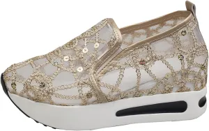 ZWRXW Platform Sneakers for Women Summer Lace Mesh Platform Shoes Chunky Lightweight Comfortable Casual Sneakers Outdoor Walking Fashion Shoes